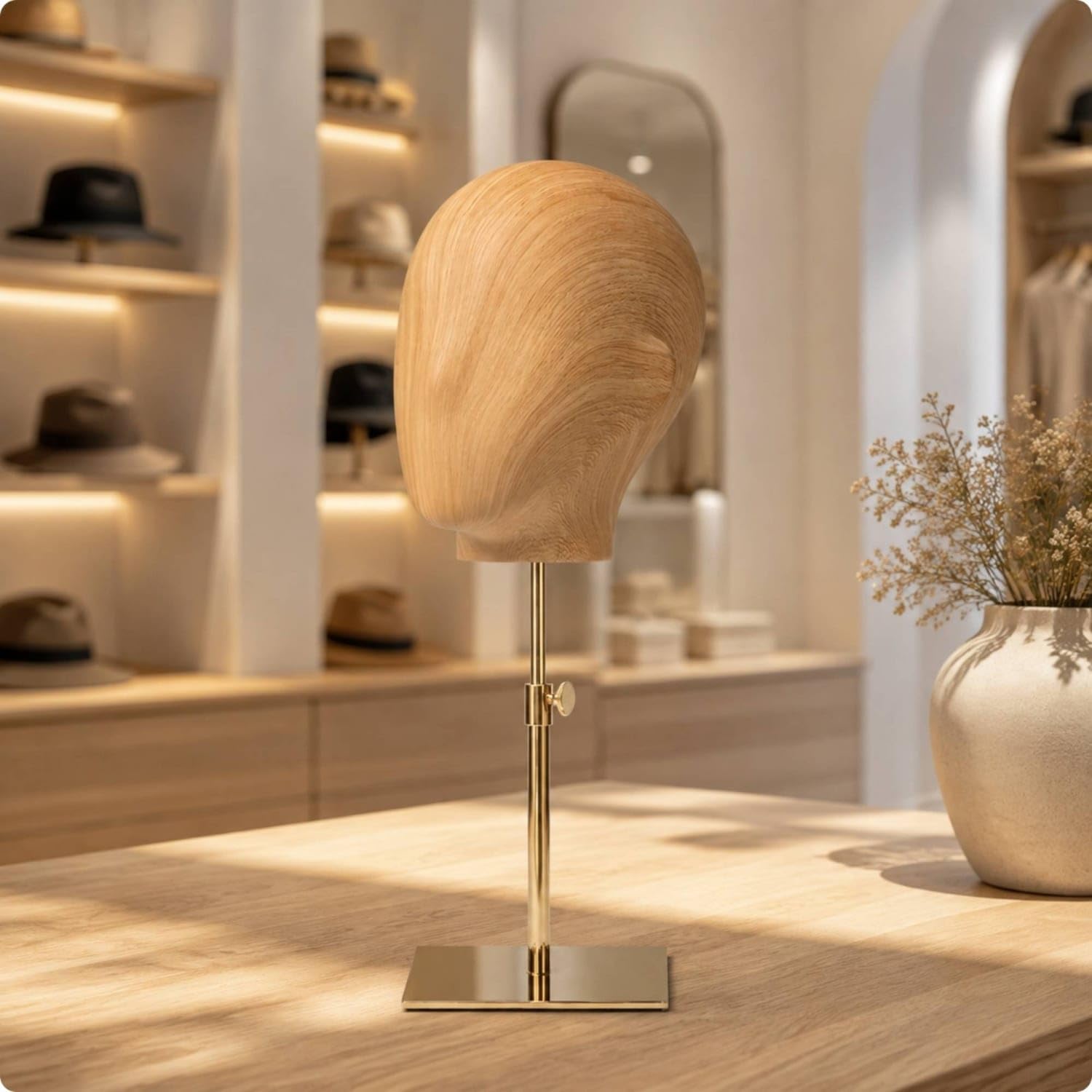 VISTORA Multi-Purpose Female Head Mannequin Wood-Grain Finish